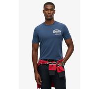 Rundhalsshirt SUPERDRY "VL TOKYO RELAXED TEE", Herren, Gr. L, blau (insignia blau), Single Jersey, Obermaterial: 100% Baumwolle, bedruckt, relaxed fit normal, Rundhals, Shirts Rundhalsshirt, mit coole