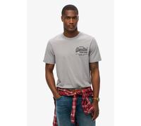 Rundhalsshirt SUPERDRY "VL TOKYO RELAXED TEE", Herren, Gr. L, sleet grau, Single Jersey, Obermaterial: 100% Baumwolle, bedruckt, relaxed fit normal, Rundhals, Shirts Rundhalsshirt, mit coolem Tattoo-P