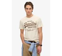 Rundhalsshirt SUPERDRY "VL WORKWEAR RELAXED TEE", Herren, Gr. 3XL, weiß (riff weiß), Single Jersey, Obermaterial: 100% Baumwolle, bedruckt, relaxed fit normal, Rundhals, Shirts Rundhalsshirt (49799644