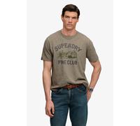 Rundhalsshirt SUPERDRY "WILD FRONTIER RLXD TEE", Herren, Gr. XL, beige (olive grün marl), Single Jersey, Obermaterial: 100% Baumwolle, bedruckt, meliert, loose fit normal, Rundhals, Shirts Rundhalsshi