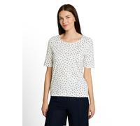 Rundhalsshirt TOM TAILOR, Damen, Gr. 3XL, weiß (weiß small dot design), Single Jersey, Obermaterial: 100% Baumwolle, gepunktet, regular fit hüftbedeckend, Rundhals, Shirts Rundhalsshirt, Sommershirt m