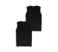 Rundhalsshirt TOM TAILOR, Damen, Gr. S, schwarz, Single Jersey, Obermaterial: 100% Baumwolle, unifarben, regular fit hüftbedeckend, Rundhals, Shirts Rundhalsshirt, 2er Pack Shirts mit Rundhals und ohn