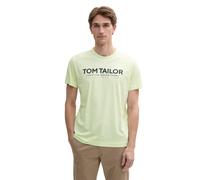 Rundhalsshirt TOM TAILOR, Damen, Gr. XL, grün (lime cream grün), Single Jersey, Obermaterial: 100% Baumwolle, regular fit, Rundhals, Shirts Rundhalsshirt, mit Logoprint (76719730-XL) lime cream grün