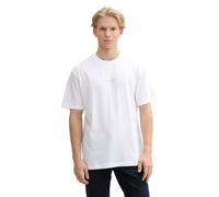 Rundhalsshirt TOM TAILOR DENIM, Damen, Gr. XXL, weiß, Single Jersey, Obermaterial: 100% Baumwolle, unifarben, bequem hüftbedeckend, Rundhals, Shirts Rundhalsshirt, mit Marken-Frontprint (43336728-XXL)