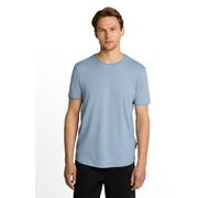Rundhalsshirt TOM TAILOR DENIM, Herren, Gr. L, blau (classic dust blau fine stripe), Single Jersey, Obermaterial: 100% Baumwolle, Rundhals, Shirts Rundhalsshirt (15650368-L) classic dust blau fine str