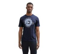 Rundhalsshirt TOM TAILOR DENIM, Herren, Gr. L, blau (schwarz navy), Single Jersey, Obermaterial: 100% Baumwolle, unifarben, regular fit taillenbedeckt, Rundhals, Shirts Rundhalsshirt, mit verschiedene