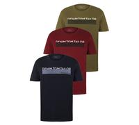 Rundhalsshirt TOM TAILOR DENIM, Herren, Gr. M, bunt (marine, khaki, bordeaux), Single Jersey, Obermaterial: 100% Baumwolle, bedruckt, regular fit normal, Rundhals, Shirts Rundhalsshirt, mit Logo Print