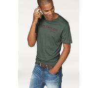 Rundhalsshirt TOM TAILOR, Herren, Gr. M, grün (dunkelgrün), Single Jersey, Obermaterial: 100% Baumwolle, bedruckt, regular fit, Rundhals, Shirts Rundhalsshirt, mit Logoprint (288825-M) dunkelgrün
