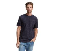 Rundhalsshirt TOM TAILOR, Herren, Gr. S, bunt (navy rot multi inject), Single Jersey, Obermaterial: 85% Baumwolle, 15% Polyester, meliert, normal hüftbedeckend, Shirts Rundhalsshirt, in melierter Opti