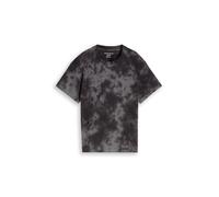 Rundhalsshirt TOM TAILOR, Jungen, Gr. 152, dunkelgrau tie dye, Jersey, Obermaterial: 100% Baumwolle, normal hüftbedeckend, Rundhals, abgesteppte Kante, Shirts Rundhalsshirt, Sommershirt mit Batik-Must