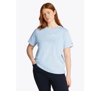 Tommy Hilfiger Damen T-Shirt Kurzarm Script Crew Neck Regular Fit, Blau (Breezy Blue), 48