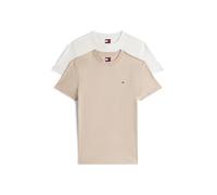 Rundhalsshirt TOMMY JEANS "TJM XSLIM 2PACK JERSEY TEE EXT", Damen, Gr. 3XL, ecru, gulf sand, Single Jersey, Obermaterial: 100% Baumwolle, slim fit normal, Rundhals, eingesetzt abgesteppte Kante, Shirt