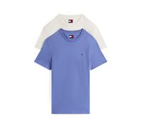 Rundhalsshirt TOMMY JEANS "TJM XSLIM 2PACK JERSEY TEE EXT", Damen, Gr. 4XL, weiß (ancient weiß, soft sapphire), Single Jersey, Obermaterial: 100% Baumwolle, slim fit normal, Rundhals, eingesetzt abges