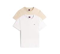 Rundhalsshirt TOMMY JEANS "TJM XSLIM 2PACK JERSEY TEE EXT", Damen, Gr. XL, beige (ecru, weiß clay), Single Jersey, Obermaterial: 100% Baumwolle, slim fit normal, Rundhals, eingesetzt abgesteppte Kante