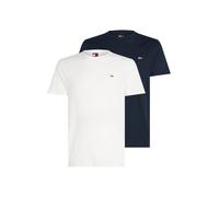 Rundhalsshirt TOMMY JEANS "TJM XSLIM 2PACK JERSEY TEE EXT", Damen, Gr. XXL, blau (schwarz night navy, ecru), Single Jersey, Obermaterial: 100% Baumwolle, unifarben, slim fit normal, Rundhals, eingeset