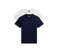 Rundhalsshirt TOMMY JEANS "TJM XSLIM 2PACK JERSEY TEE EXT", Herren, Gr. 3XL, ecru, schwarz night navy, Single Jersey, Obermaterial: 100% Baumwolle, slim fit normal, Rundhals, eingesetzt abgesteppte Ka