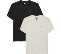 Rundhalsshirt TOMMY JEANS "TJM XSLIM 2PACK JERSEY TEE EXT", Herren, Gr. M, schwarz-weiß (schwarz, ecru), Single Jersey, Obermaterial: 100% Baumwolle, unifarben, slim fit normal, Rundhals, eingesetzt a