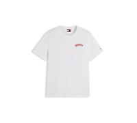 Rundhalsshirt TOMMY JEANS "TJW RLX NOVELTY TEE", Damen, Gr. M (40), weiß (sanftes weiß), Single Jersey, Obermaterial: 100% Baumwolle, bedruckt, relaxed fit normal, Rundhals, Shirts Rundhalsshirt, Baum