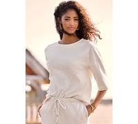 Rundhalsshirt VENICE BEACH, Damen, Gr. 44/46, creme, Sweatware, Obermaterial: 98% Polyester, 2% Elasthan, unifarben, figurumspielend hüftlang, Rundhals, Shirts Rundhalsshirt, aus softer Strukturware, 