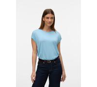 Rundhalsshirt VERO MODA "VMAVA PLAIN SS TOP GAJRS NOOS", Damen, Gr. L, blau (airy blau), Jersey, Obermaterial: 95% Lyocell, 5% Elasthan, unifarben, regular fit normal, Rundhals, Shirts Rundhalsshirt (