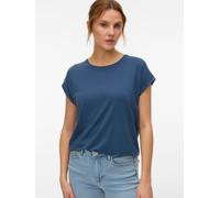 Rundhalsshirt VERO MODA "VMAVA PLAIN SS TOP GAJRS NOOS", Damen, Gr. L, schwarz denim, Jersey, Obermaterial: 95% Lyocell, 5% Elasthan, unifarben, regular fit normal, Rundhals, Shirts Rundhalsshirt, Mat