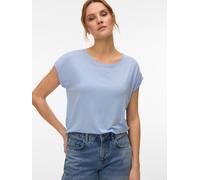 Rundhalsshirt VERO MODA "VMAVA PLAIN SS TOP GAJRS NOOS", Damen, Gr. M, brunnera blau, Jersey, Obermaterial: 95% Lyocell, 5% Elasthan, unifarben, regular fit normal, Rundhals, Shirts Rundhalsshirt, Mat