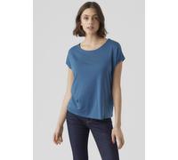Rundhalsshirt VERO MODA "VMAVA PLAIN SS TOP GAJRS NOOS", Damen, Gr. S, blau (moroccan blau), Jersey, Obermaterial: 95% Lyocell (TENCEL™), 5% Elasthan, unifarben, regular fit normal, Rundhals, Shirts R