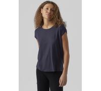 Rundhalsshirt VERO MODA "VMAVA PLAIN SS TOP GAJRS NOOS", Damen, Gr. S, blau (night sky), Jersey, Obermaterial: 95% Lyocell (TENCEL™), 5% Elasthan, unifarben, regular fit normal, Rundhals, Shirts Rundh