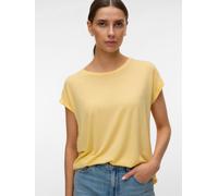 Rundhalsshirt VERO MODA "VMAVA PLAIN SS TOP GAJRS NOOS", Damen, Gr. S, golden haze, Jersey, Obermaterial: 95% Lyocell, 5% Elasthan, unifarben, regular fit normal, Rundhals, Shirts Rundhalsshirt, Mater