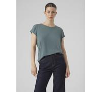 Rundhalsshirt VERO MODA "VMAVA PLAIN SS TOP GAJRS NOOS", Damen, Gr. XL, blau (north atlantic), Jersey, Obermaterial: 95% Lyocell, 5% Elasthan, unifarben, regular fit normal, Rundhals, Shirts Rundhalss