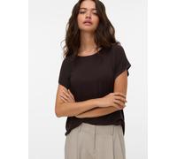Rundhalsshirt VERO MODA "VMAVA PLAIN SS TOP GAJRS NOOS", Damen, Gr. XL, braun (chocolate torte), Jersey, Obermaterial: 95% Lyocell, 5% Elasthan, unifarben, regular fit normal, Rundhals, Shirts Rundhal