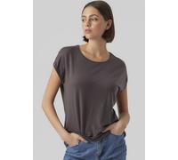 Rundhalsshirt VERO MODA "VMAVA PLAIN SS TOP GAJRS NOOS", Damen, Gr. XL, grau (asphalt), Jersey, Obermaterial: 95% Lyocell (TENCEL™), 5% Elasthan, unifarben, regular fit normal, Rundhals, Shirts Rundha
