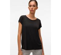 Vero Moda T-Shirt VMAVA Damen Rundhals Stretch Basic Einfarbig Tief angesetzte Schultern Schwarz XL