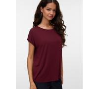 Rundhalsshirt VERO MODA "VMAVA PLAIN SS TOP GAJRS NOOS", Damen, Gr. XS, lila (tawny port), Jersey, Obermaterial: 95% Lyocell, 5% Elasthan, unifarben, regular fit normal, Rundhals, Shirts Rundhalsshirt