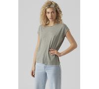VERO MODA Damen VMAVA Plain SS TOP Stripe GA JRS NOOS T-Shirt, Laurel Wreath/Stripes:Pristine, M