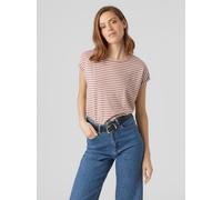 Rundhalsshirt VERO MODA "VMAVA PLAIN SS TOP STRIPE GA JRS NOOS", Damen, Gr. M, rosa (nostalgia rose stripes), Jersey, Obermaterial: 95% Lyocell (TENCEL™), 5% Elasthan, gestreift, normal, Rundhals, Shi