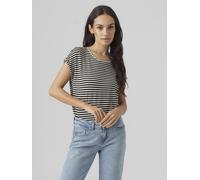 Vero Moda Damen Vmava Plain Top Stripe Ga JRS Noos Shirt, Nero/Strisce: Cristine, XL EU