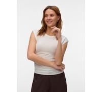 Vero Moda Rundhalsshirt VMAVASARAH SL TOP JRS NOOS Lyocell‑Mix 95/5 Rundhals Damen Snow Weiß XL