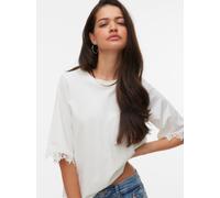 Rundhalsshirt VERO MODA "VMLYLA SS O-NECK TOP JRS", Damen, Gr. XS, snow weiß, Jersey, Obermaterial: 100% Baumwolle, unifarben, regular fit normal, Rundhals, Shirts Rundhalsshirt, Baumwolle, regular fi