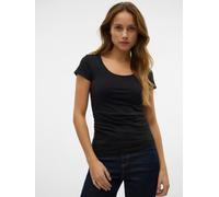 Rundhalsshirt VERO MODA "VMMAXI MY SOFT SS U-NECK", Damen, Gr. XL, schwarz, Jersey, Obermaterial: 93% Baumwolle, 7% Elasthan, unifarben, Basic, sehr figurbetont normal, Rundhals, Shirts Rundhalsshirt