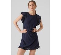Rundhalsshirt VERO MODA "VMTASSA SL FRILL TOP NOOS", Damen, Gr. S, blau (navy blazer), Jersey, Obermaterial: 95% Polyester, 5% Elasthan, unifarben, loose fit normal, Rundhals, Shirts (13754821-S) navy
