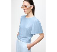 Rundhalsshirt VILA "VIBELLI O-NECK S/S TOP - NOOS", Damen, Gr. S, blau (nantucket breeze), Jersey, Obermaterial: 95% Polyester, 5% Elasthan, unifarben, regular fit normal, Rundhals, Shirts Rundhalsshi