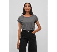 Rundhalsshirt VILA "VIDREAMERS NEW PURE T-SHIRT/SU-NOOS", Damen, Gr. L, grau (medium grau melange), Jersey, Obermaterial: 50% Baumwolle, 50% Polyester, meliert, unifarben, regular fit normal, Rundhals