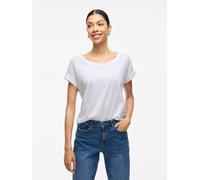 Rundhalsshirt VILA "VIDREAMERS NEW PURE T-SHIRT/SU-NOOS", Damen, Gr. L, optical snow, Jersey, Obermaterial: 50% Baumwolle, 50% Polyester, unifarben, regular fit normal, Rundhals, Shirts Rundhalsshirt,