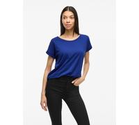 Rundhalsshirt VILA "VIDREAMERS NEW PURE T-SHIRT/SU-NOOS", Damen, Gr. S, blau (mazarine blau), Jersey, Obermaterial: 50% Baumwolle, 50% Polyester, unifarben, regular fit normal, Rundhals, Shirts Rundha