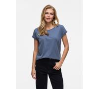 Rundhalsshirt VILA "VIDREAMERS NEW PURE T-SHIRT/SU-NOOS", Damen, Gr. S, blau (vintage indigo), Jersey, Obermaterial: 50% Baumwolle, 50% Polyester, unifarben, regular fit normal, Rundhals, Shirts Rundh