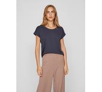 Rundhalsshirt VILA "VIDREAMERS NEW PURE T-SHIRT/SU-NOOS", Damen, Gr. XL, blau (total eclipse), Jersey, Obermaterial: 50% Baumwolle, 50% Polyester, unifarben, regular fit normal, Rundhals, Shirts Rundh