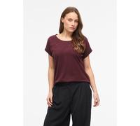 Rundhalsshirt VILA "VIDREAMERS NEW PURE T-SHIRT/SU-NOOS", Damen, Gr. XL, braun (port royale), Jersey, Obermaterial: 50% Baumwolle, 50% Polyester, unifarben, regular fit normal, Rundhals, Shirts Rundha