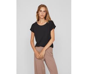 Rundhalsshirt VILA "VIDREAMERS NEW PURE T-SHIRT/SU-NOOS", Damen, Gr. XL, schwarz, Jersey, Obermaterial: 50% Baumwolle, 50% Polyester, unifarben, regular fit normal, Rundhals, Shirts Rundhalsshirt, Bau
