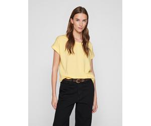 Rundhalsshirt VILA "VIDREAMERS NEW PURE T-SHIRT/SU-NOOS", Damen, Gr. XXL, gelb (pale banana), Jersey, Obermaterial: 50% Baumwolle, 50% Polyester, unifarben, regular fit normal, Rundhals, Shirts Rundha